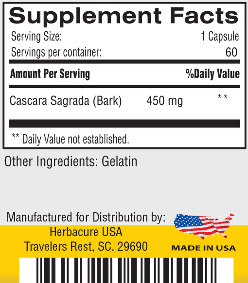 Cascara Sagrada Supplement Facts